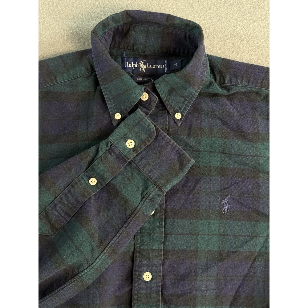 Ralph Lauren Shirt Mens Medium Green Flannel Button Down Long Sleeve Casual
